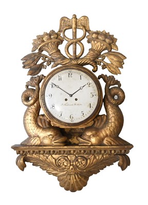 Lot 268 - A Swedish Gilt Wooden Striking Wall Clock,...