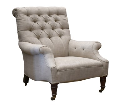 Lot 503 - A Victorian Mahogany-Framed Wing-Back Armchair,...