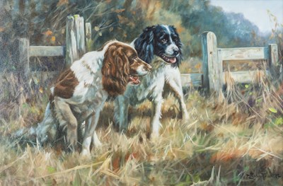 Lot 317 - John Trickett (b.1953) Spaniels in the field...