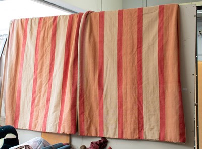 Lot 1018 - Pair of Large Ian Mankin Style Striped Cotton...