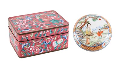 Lot 71 - A Canton Enamel Seal Paste Box and Cover,...