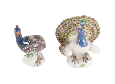 Lot 120 - A Meissen Porcelain Model of a Peacock, 20th...
