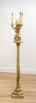 Lot 172 - An Italian Carved Alabaster Three-Branch...