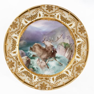Lot 83 - A German Decorated Cauldron Porcelain Plate,...