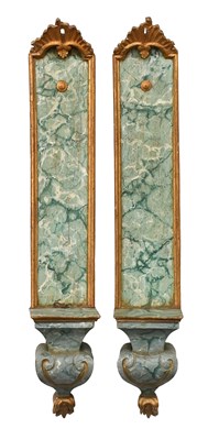 Lot 535 - A Pair of Carved Giltwood and Green-Painted...