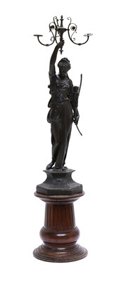 Lot 531 - A Late 19th Century French Spelter Candlestick,...