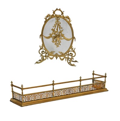 Lot 552 - A French Gilt Metal and Mesh Firescreen, early...