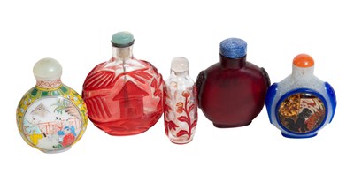 Lot 74 - A Chinese Ruby Overlay Clear Glass Stuff...