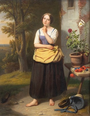 Lot 386 - P. E. D. (19th Century) "Pensive thought"...