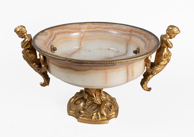 Lot 177 - A Gilt-Metal Mounted Onyx Pedestal Bowl, 19th...