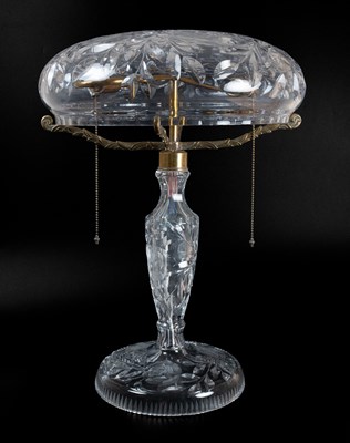 Lot 9 - A Cut-Glass Table Lamp and Shade, 20th century,...