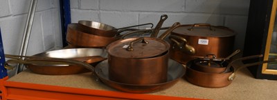 Lot 1265 - Various French Copper Pans, 20th century, with...