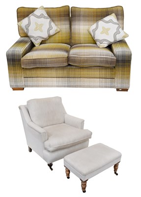 Lot 1242 - A Deep Seated and Cream Upholstered Armchair,...