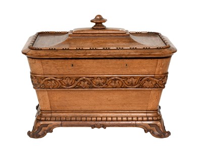 Lot 582 - An Early Victorian Carved Oak Cellaret, circa...