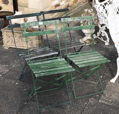 Lot 1445 - Four Green Painted Folding Garden Chairs