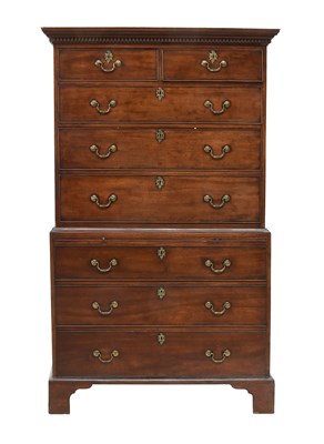 Lot 492 - A George III Mahogany Chest on Chest, late...