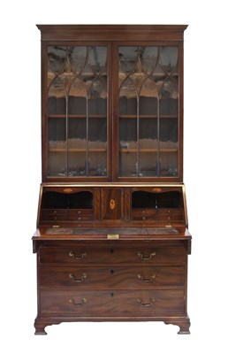 Lot 483 - A George III Mahogany Bureau Bookcase, the...