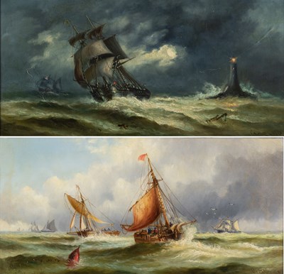 Lot 403 - Charles John De Lacy (1856-1929) Ships in a...
