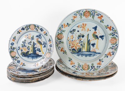 Lot 42 - Three London Delft Chargers, probably Lambeth,...