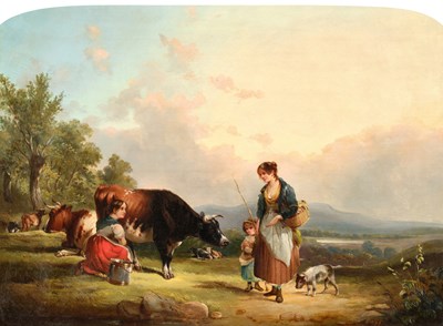 Lot 1038 - William Shayer Senior (1787-1879) Milkmaid and...