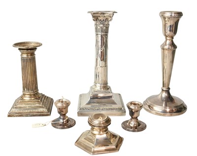 Lot 46 - A Collection of Assorted Silver Candlesticks,...