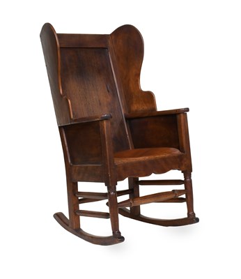 Lot 459 - A George III Oak Wing-Back Rocking/Lambing...