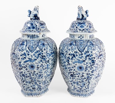 Lot 107 - A Pair of Dutch Delft Jars and Covers, 19th...