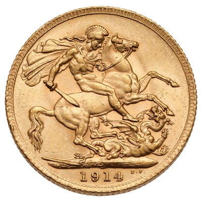 Lot 247 - George V, Sovereign 1914; extremely fine with...