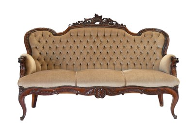 Lot 491 - A Late 19th Century Carved Walnut Three-Seater...