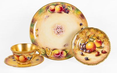 Lot 92 - A Royal Worcester Porcelain Teacup and Saucer,...
