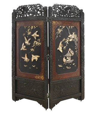 Lot 613 - A Japanese Ebonised, Red Lacquer and...