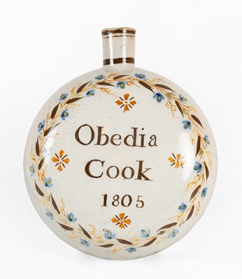 Lot 55 - A Documentary Prattware Flask, 1805, Yorkshire...