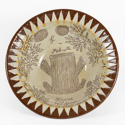 Lot 65 - A Documentary Halifax Slipware Dairy Bowl,...