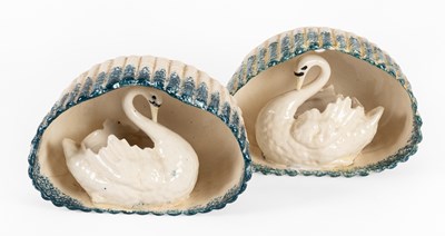 Lot 72 - A Pair of Staffordshire Pottery Wall Plaques,...