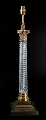 Lot 165 - A Victorian Gilt Metal-Mounted Glass Oil Lamp...