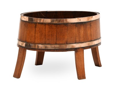 Lot 593 - A Staved and Coopered Oval Planter/Log Bin,...