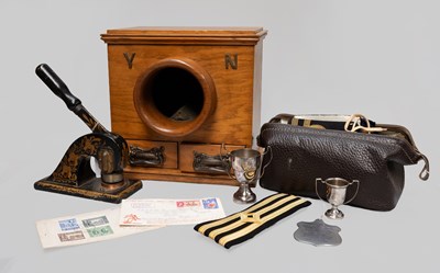 Lot 329 - A Masonic Voting Box, Japanned Press Stamp,...