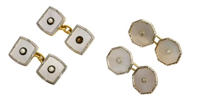 Lot 194 - A Pair of Seed Pearl and Mother-of-Pearl...