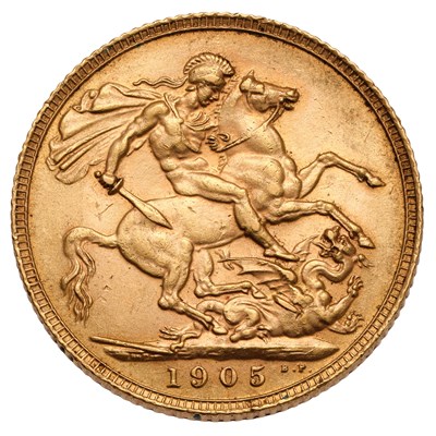 Lot 224 - Edward VII, Sovereign 1905; near extremely fine