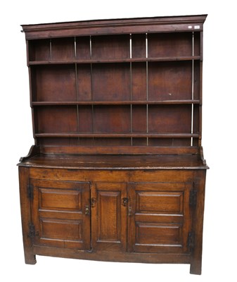 Lot 1281 - An 18th Century Oak Dresser and Rack, with...