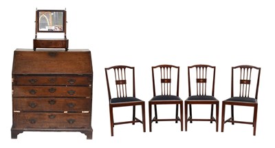 Lot 1433 - A George III Oak Bureau, 93cm by 51cm by 102cm,...