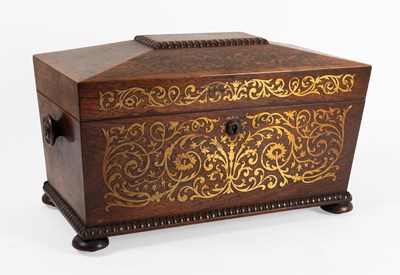 Lot 139 - A Regency Brass-Inlaid Rosewood Tea Caddy,...