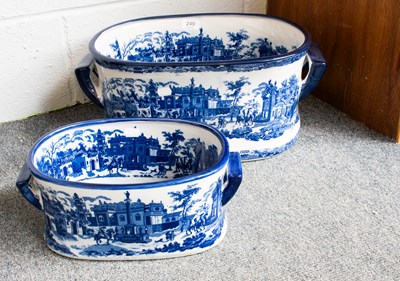 Lot 249 - Two Modern Blue & White Ceramic Foot Baths,...