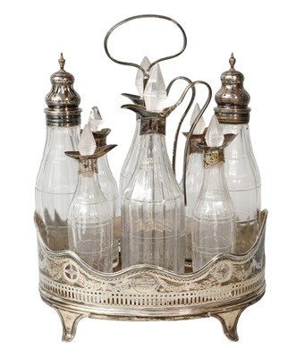 Lot 9 - A George III Silver-Mounted Cruet-Stand, by...