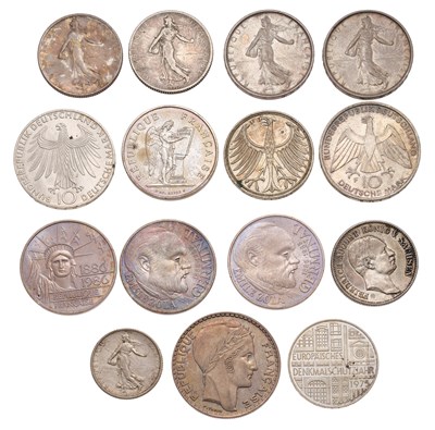 Lot 144 - Assorted French and German Silver Coins,...