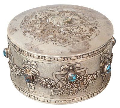 Lot 14 - A German Silver and Stone-Set Box, Marked With...