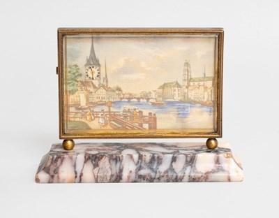 Lot 271 - A Swiss Desk Clock in the Style of...