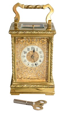 Lot 1254 - A French Brass Strike and Repeat Carriage...
