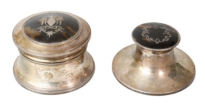 Lot 26 - A George V Tortoiseshell-Inlaid Silver Capstan-...