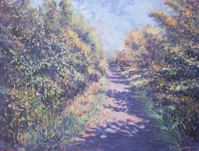 Lot 1114 - C W Pennock (Contemporary) Wooded pathway on a...